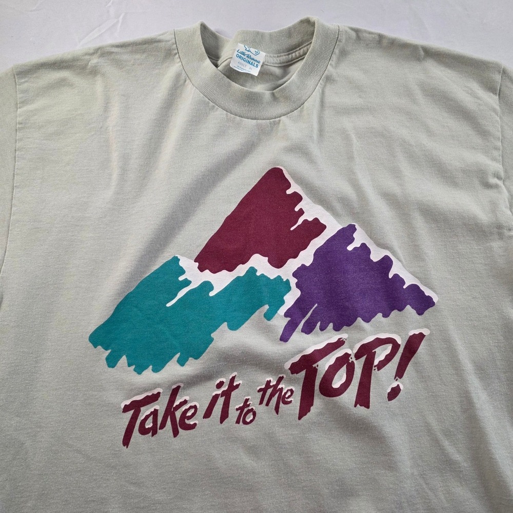 Vintage Little Brownie Originals Take It To The Top Mountain Graphic Tee Gray XL